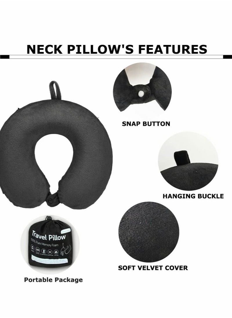 SYOSI - Travel Pillow Airplane Neck Pillow for Traveling 100% Pure Memory Foam U Shaped Neck Pillow Washable Super Lightweight Portable Headrest Great for Airplane Chair Car Home Office - Image 1