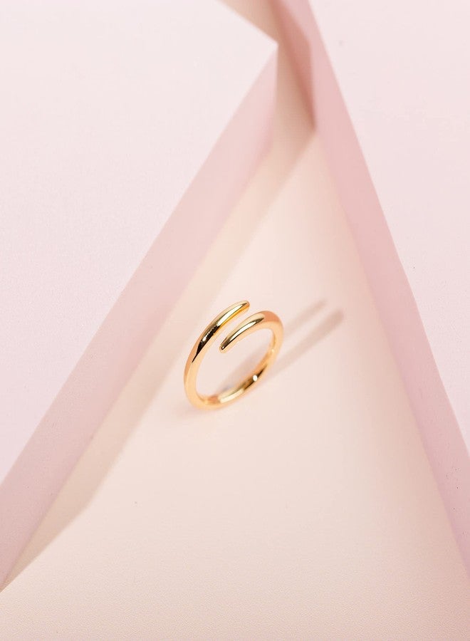 PAVOI 14K Gold Plated Open Twist Eternity Band Yellow Gold for Women Size 7 - Image 3