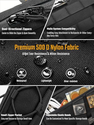 TACTICAL_GEEK Block E6.0 EDC Waist Pouch, Utility Pocket Organizer with Elastic Cord, Dual-Directional Zippers Nylon Tool Pouch, Portable Small Gadget Organization for Daily Carry（Black） - Image 3