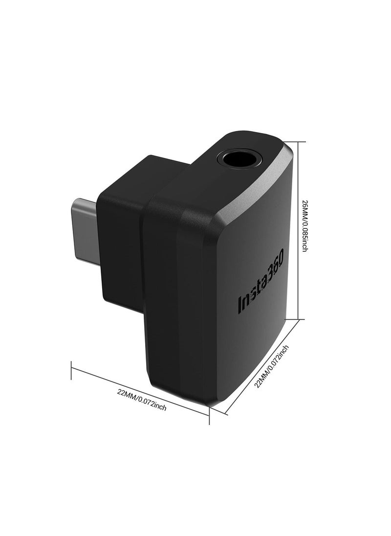 SYOSI - ONE RS Dual Mic Adapter, Insta360 ONE RS Mic Adapter Support Capture Audio 3.5mm Mic USB-C Port Action Camera Accessories Horizontal Version - Image 1