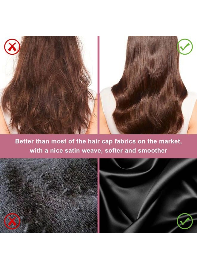 LEADUWAY 4Pcs Satin Hair Bonnet, Elastic Wide Band Sleep Cap, Soft and Breathable Silk Hair Wrap for Sleeping (Black, Purple, Rose, Leopard) - Image 4