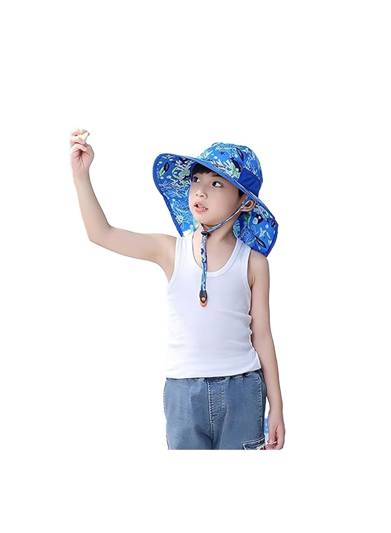 NENOUSH Bucket Hat For Boys - Kids Bucket Hat with Neck Flap Adjustable - Sun Protection Hat - Perfect for Beach - Pool - Travel - Hiking and Camping - Image 1
