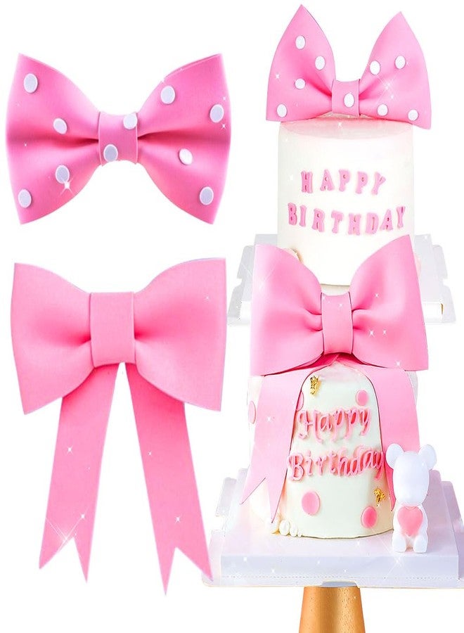 Roaring Good Time Pink Bow Cake Topper Bow Cake Decoration Baby Girl Cake Decoration Baby Shower Cake Topper for Girl EVA - Image 1