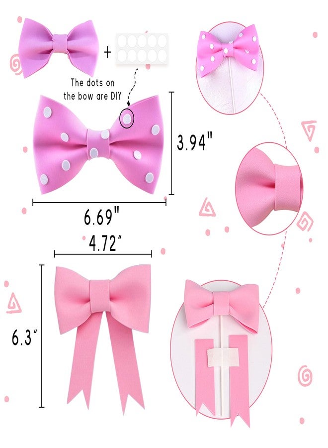 Roaring Good Time Pink Bow Cake Topper Bow Cake Decoration Baby Girl Cake Decoration Baby Shower Cake Topper for Girl EVA - Image 2
