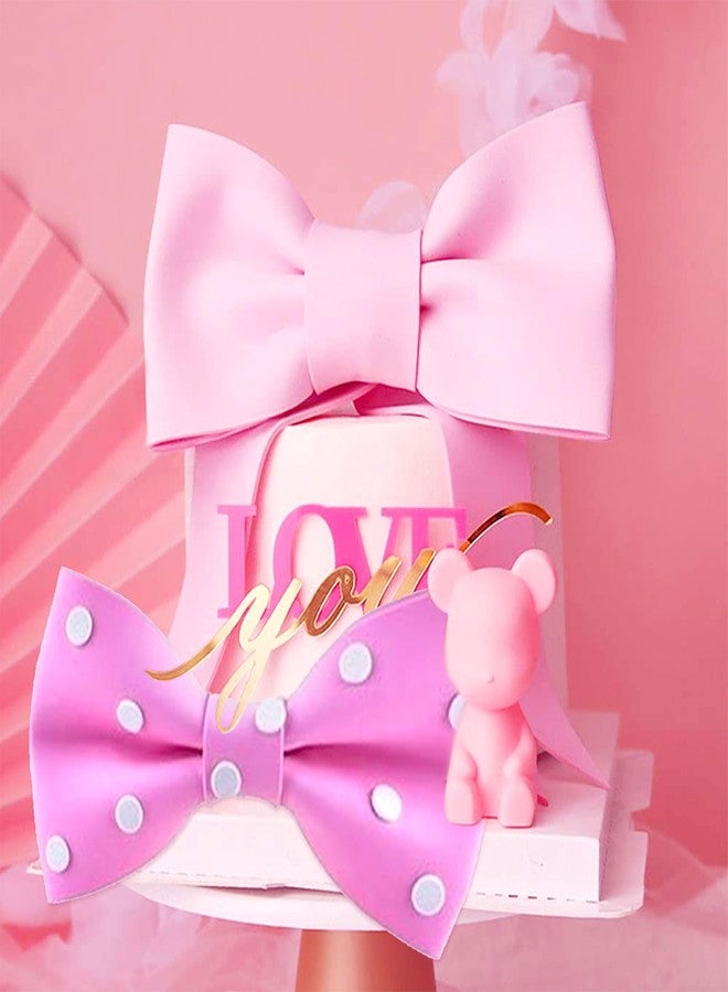 Roaring Good Time Pink Bow Cake Topper Bow Cake Decoration Baby Girl Cake Decoration Baby Shower Cake Topper for Girl EVA - Image 5