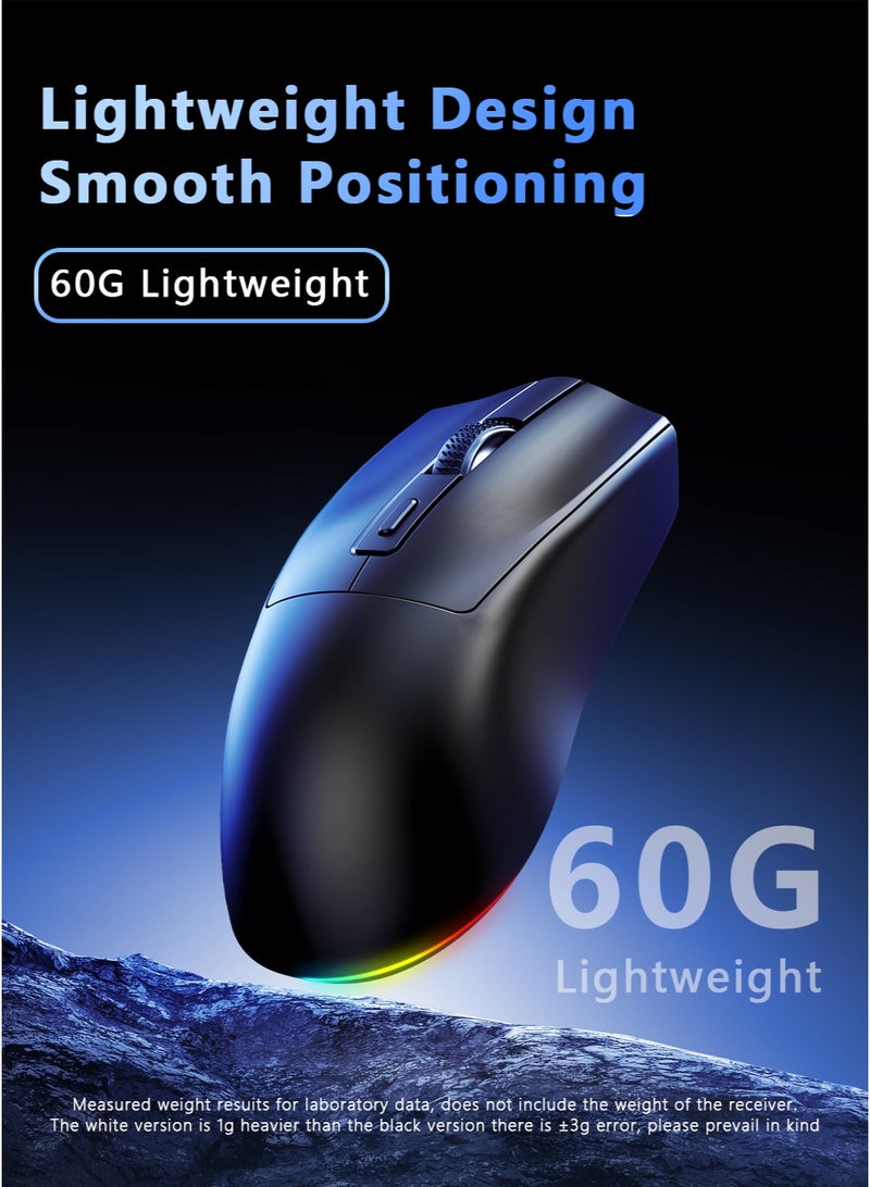 ليفن ماوس لاسلكي للألعاب مع منفذ شحن RGB، وضع مزدوج: 2.4G/USB-C سلكي/بلوتوث، دقة تصل إلى 1600 DPI، 5 أزرار قابلة للبرمجة للكمبيوتر/ماك - Image 5