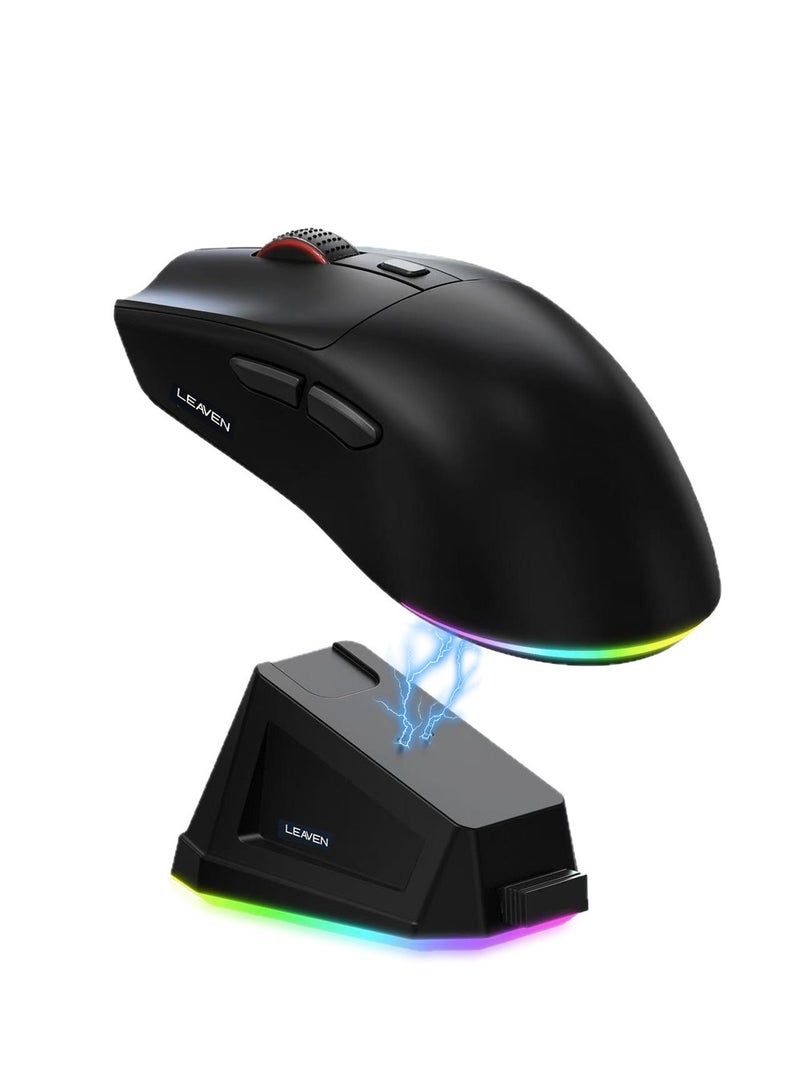 ليفن ماوس لاسلكي للألعاب مع منفذ شحن RGB، وضع مزدوج: 2.4G/USB-C سلكي/بلوتوث، دقة تصل إلى 1600 DPI، 5 أزرار قابلة للبرمجة للكمبيوتر/ماك - Image 1