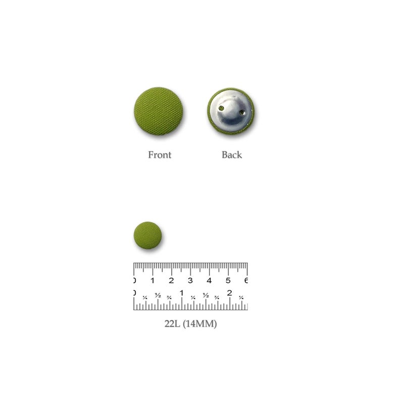 Fabric Buttons for Garment Kurti Craft Sewing Color Lime Green Size 22L 14MM  - Image 2