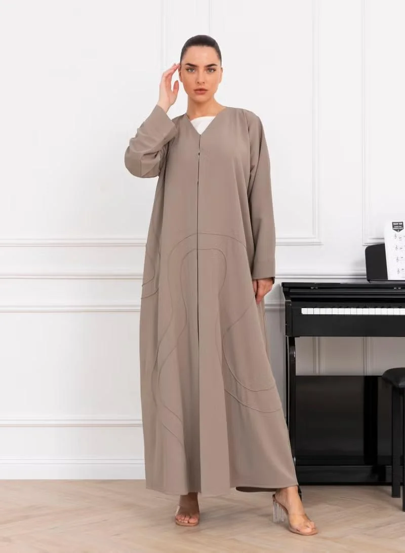 Nikias Nikias Abaya Pleated Designed Fabric Front And Back