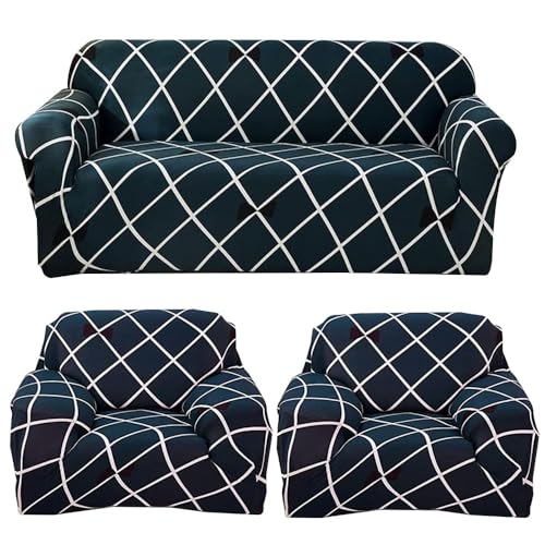 Furshine® Printed Universal Polyester Blend & Spandex Sofa Cover Big Elasticity Cover for Couch Flexible Stretch Sofa Cover | Imported Slipcovers (Blue Diamond, Five Seater) - Image 1