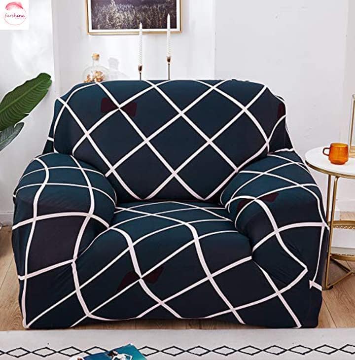 Furshine® Printed Universal Polyester Blend & Spandex Sofa Cover Big Elasticity Cover for Couch Flexible Stretch Sofa Cover | Imported Slipcovers (Blue Diamond, Five Seater) - Image 3