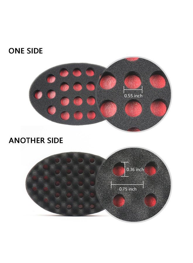 HALLO Set of 4 Big Holes Hair Brush Sponge Twist Wave Barber Tool For Dreads Afro Locs Twist Curl Black - Image 4