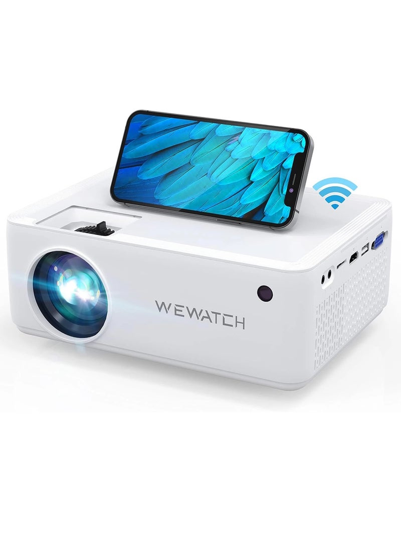 WEWATCH - V10 Mini WiFi Video Projector,  Wireless Portable with Bluetooth Full HD 1080p Compatible with HDMI, VGA, TV Stick, iPhone, Android - Image 1