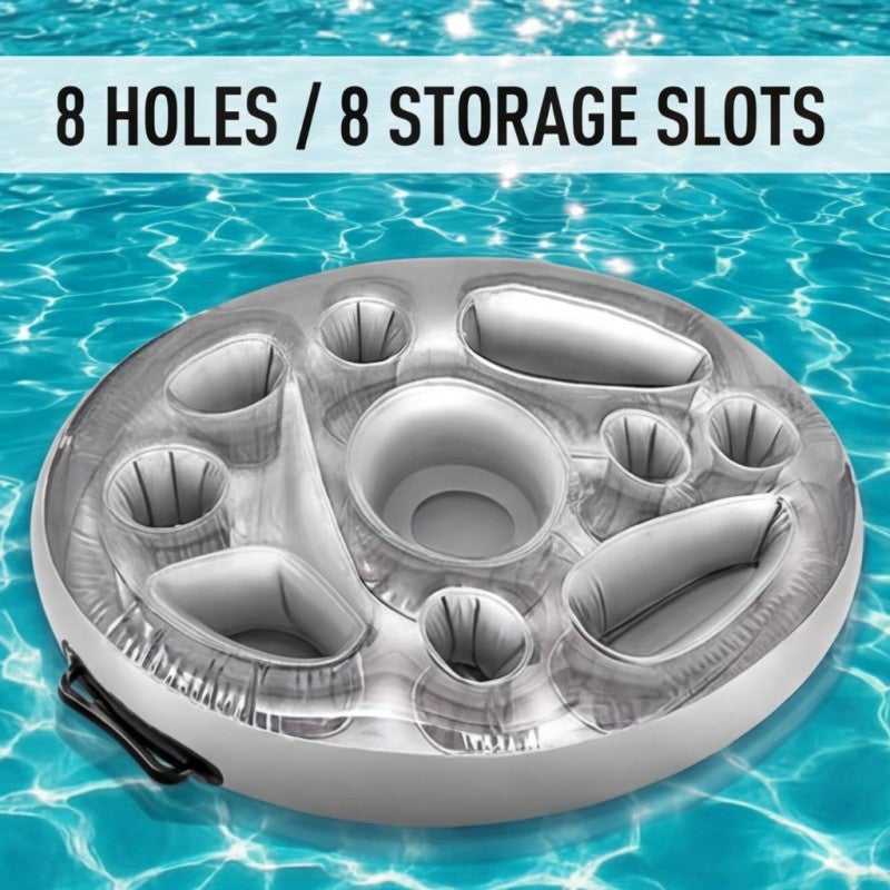 Floating Drink Holder 65 X 46 Cm 8 Cup Slots Lightweight Pvc - Hassle-free Transport With Carry Handles Pool Cup Holder For Backyard Pools, Spas, Beach Days And Pool Parties - Image 5