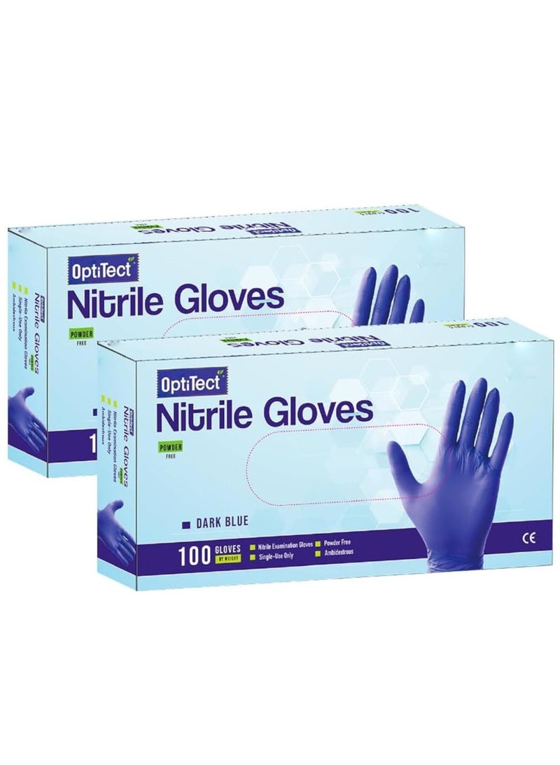 OptiTect Nitrile Gloves Powder Free, XL Size, 100 Disposable Pieces – Durable, Comfortable & Latex-Free Pack of 2 - Image 1
