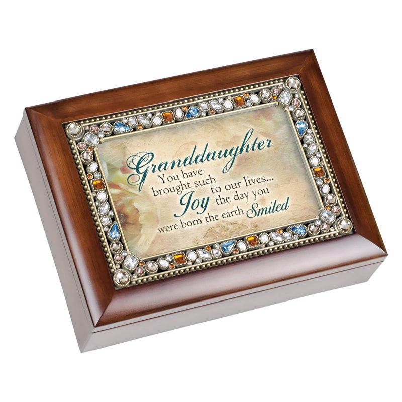 Cottage Garden Cottage Garden Granddaughter You Have Brought Such Joy Woodgrain Jeweled Music Box Plays Wonderful World 