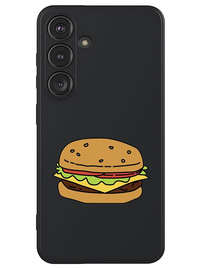 Theodor Protective Slim Fit Case Liquid Silicone Cover with Full Body Protection Anti-Scratch Shockproof Case For Samsung Galaxy S25 Plus (Black) - Burger - Image 1