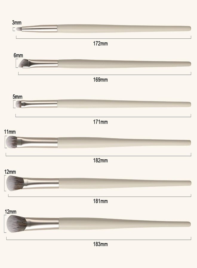 BEAUTYFACTOR 6Pcs Eyeshadow Brushes Set - Professional Blend Eye Makeup Brush Kit with Smudge, Crease, Angled Liner & Detail Brushes for Liquid/Powder/Cream Shadow, Travel-Friendly Beauty Tools - Image 5