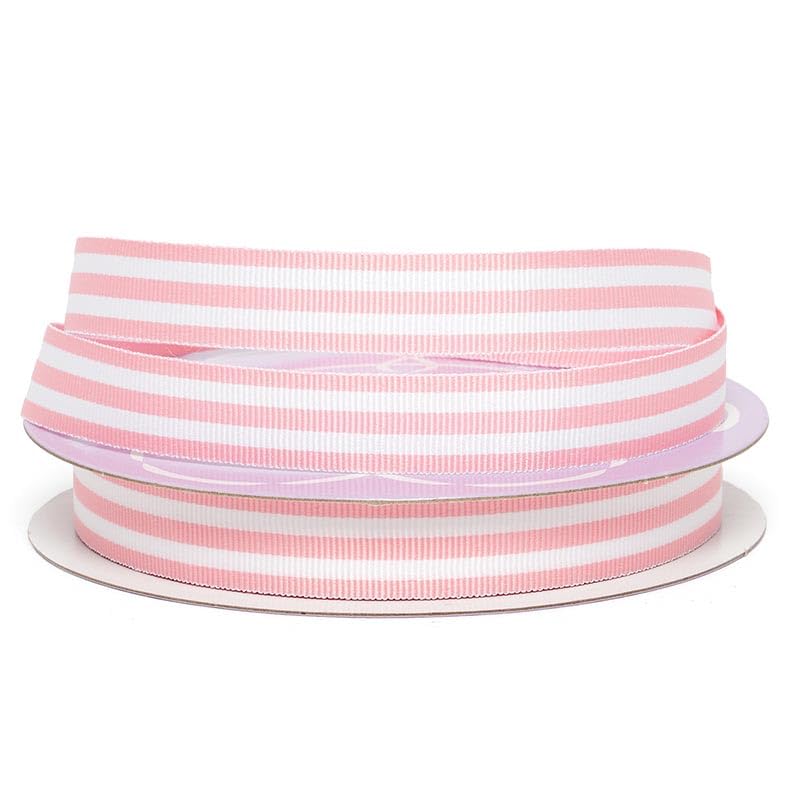 Paper Mart Light Pink Jenna Striped Grosgrain Ribbon 58 X 25 Yards