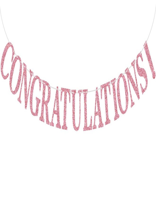 PYBHILK Pink Glitter Congratulations Banner, Congrats Grad/Class of 2026/So Proud of You, 2026 Graduation Party Supplies Decorations - Image 1
