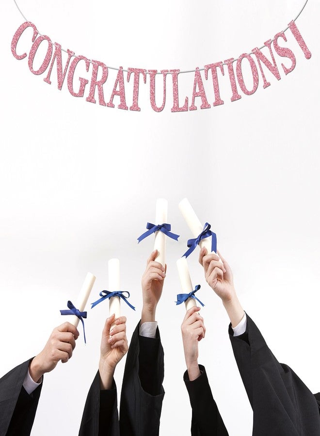 PYBHILK Pink Glitter Congratulations Banner, Congrats Grad/Class of 2026/So Proud of You, 2026 Graduation Party Supplies Decorations - Image 4