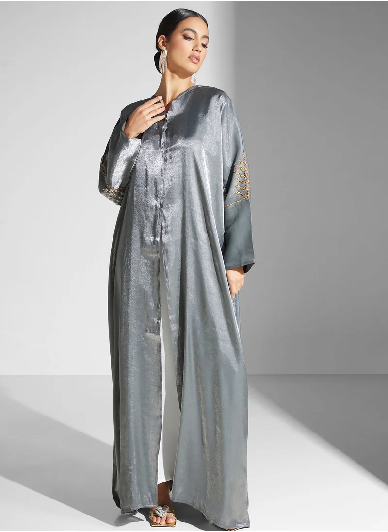 hayas closet Embellished Sleeve Detail Abaya