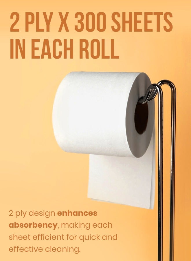 BRANDSFINITY Toilet Paper 2 Ply, 10 Rolls x 300 Sheets, Longer Lasting Absorbent Toilet Roll, Premium Silky Feel Softness Bathroom Tissue, 2 Ply Tissue Thickness - Image 2