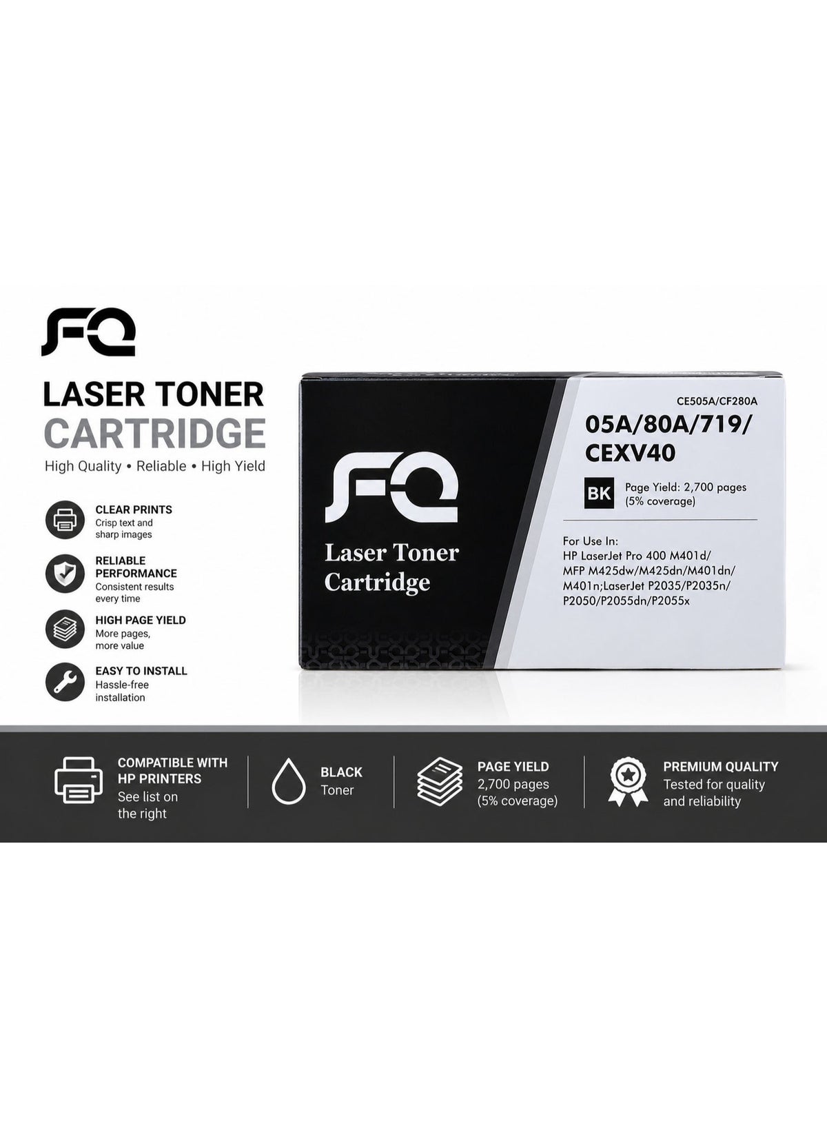 إف كيو FQ Fq 05a 80a CF280a 05a Toner Cartridge