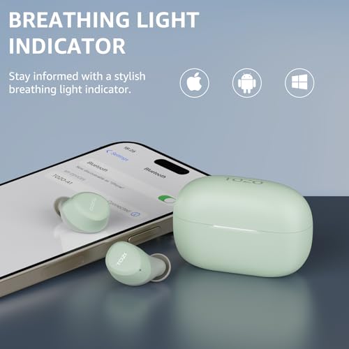 TOZO A1 Wireless Earbuds Bluetooth 5.3 Light Weight in Ear IPX5 Waterproof Headphones 2 Mic for AI Calls, Immersive Premium Sound Bass Headset with Charging Case, 32 Presets EQ Customization via App - Image 5
