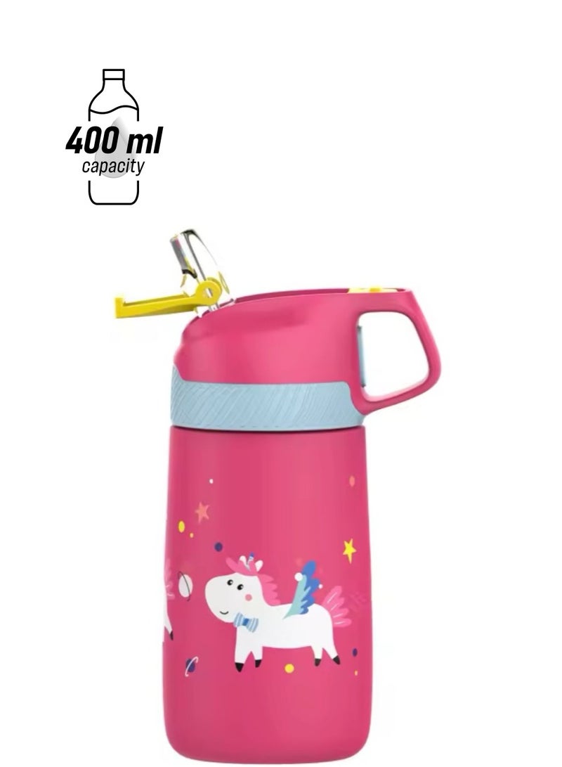 FjBottle زجاجة مياه للأطفال من FJbottle بسعة 400 مل - ترمس مفرغ من الهواء - مع قشة صحية وخالية من مادة BPAزجاجة مياه للأطفال من FJbottle بسعة 400 مل - ترمس مفرغ من الهواء - مع قشة صحية وخالية من مادة BPA