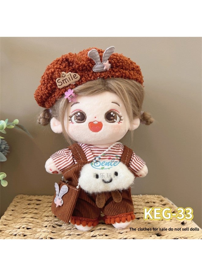 # 20cm Cotton Doll Clothes For Fat Body Can Be Worn Preppy Style Suit Plush Doll Dress Up Cute Baby Clothes Skirt-Color:20cm Cotton Clothes + Headwear (excluding Baby)-Specifications:KEG-33 - Image 1