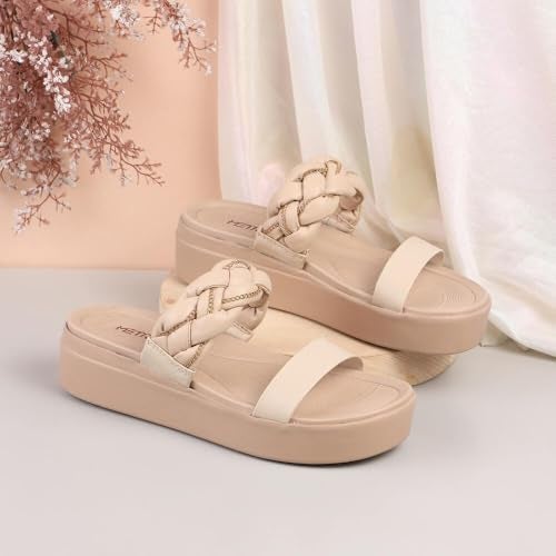 Metro Women Beige Unique Weave-Like Strap Platform Heel Fashion Sandal UK/3 EU/36 (41-291) - Image 2