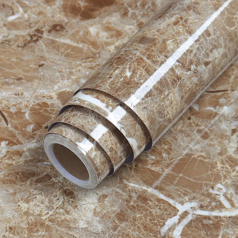 LaCheery 158x80 inch Brown Marble Contact Paper Marble Wallpaper Peel and Stick Countertops for Kitchen Bathroom Cabinets Cupboard Shelf Drawer Liner Furniture Waterproof Self Adhesive Vinyl Film