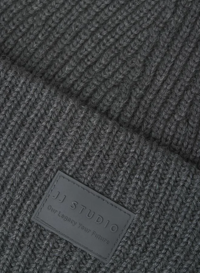 JACK & JONES Ribbed Knit Beanie with Patch Detail