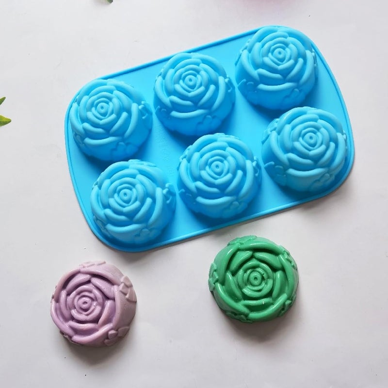 Cake Flexible Non-Stick Rose Flower Shape Silicone 6 Grids Chocolates Jelly for Home Kitchen - Image 4