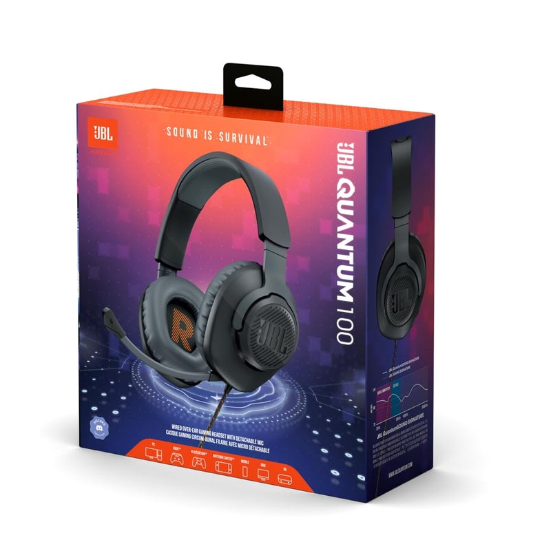 JBL Quantum 100 Wired Over Ear Gaming Headphones with Mic, 40mm Realistic Dynamic Drivers, Detachable Boom Mic, 1kHz Sensitivity, Memory Foam Cushioning, PC/Mobile/PS/Xbox/Nintendo/VR Compatible-Black - Image 4