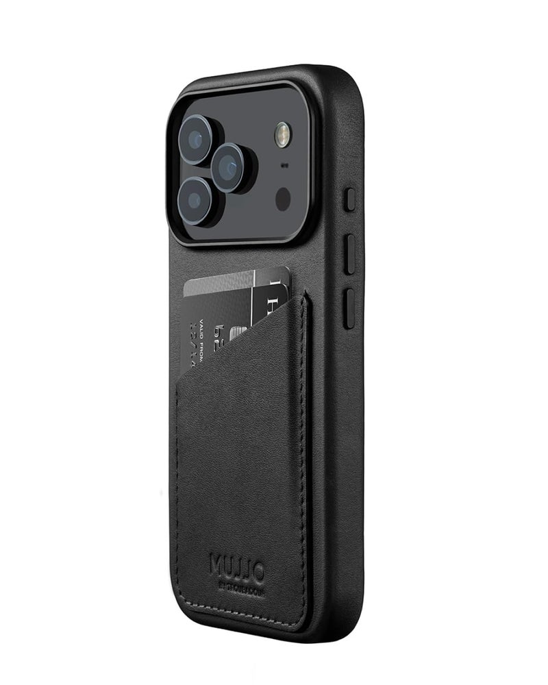 Mujjo Wallet Leather Case for iPhone 17 Pro - MagSafe Compatible - Black - Image 1