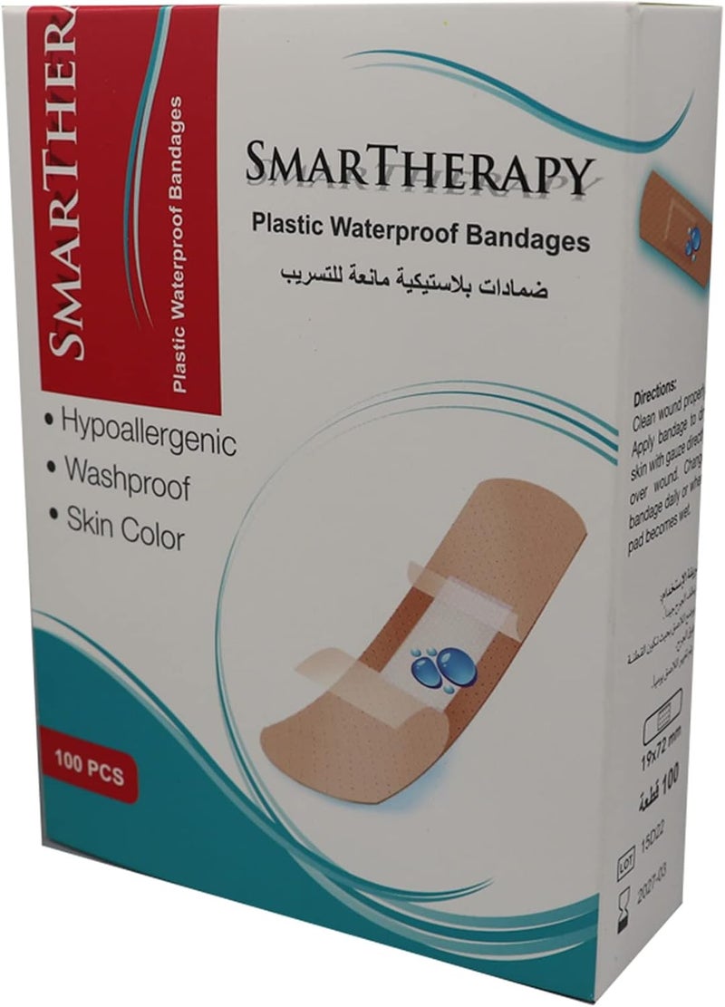 SMART THERAPY Plastic Waterproof Bandages - 100 Pieces