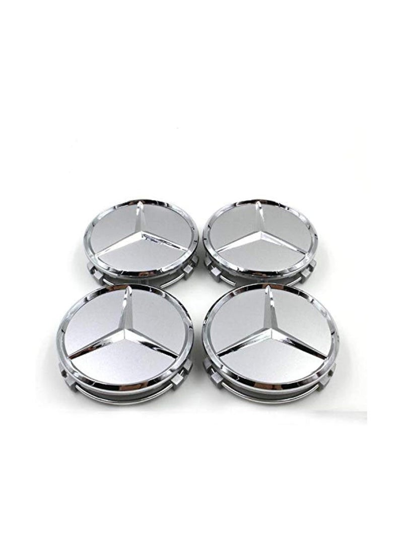 RATSAW Premium Silver Wheel Center Cap Set For Mercedes  - Image 1
