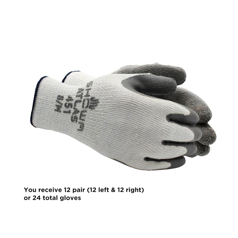 SHOWA Atlas 451 Natural Rubber Work Gloves with Insulated Seamless Liner - Large, Pack of 12 Pairs - Image 3