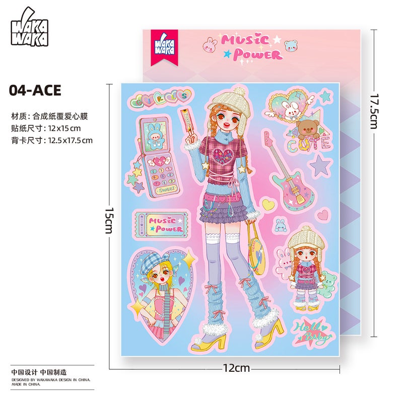 Waka Original Sweet Cool Band Diary Stickers Synthetic Paper Non-Drying Glue Landscape Decoration Stickers Characters 04-ACE 