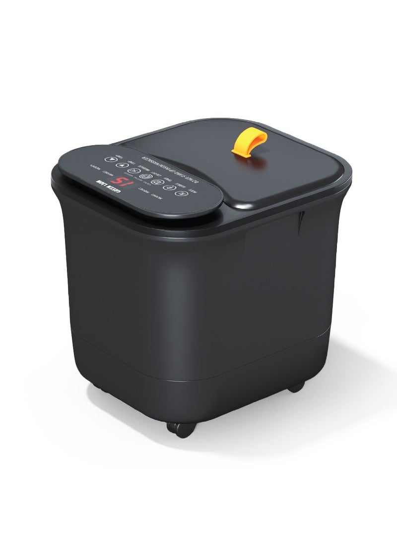 GREEN LION Foot Bath Massager / 4 Level Models / Digital Display / 13L Water Capacity / UK Plug / Touch Control / 500W Rated Power / Bump Massage / Spring Surfing / Foot Roller Massage - Black  - Image 1