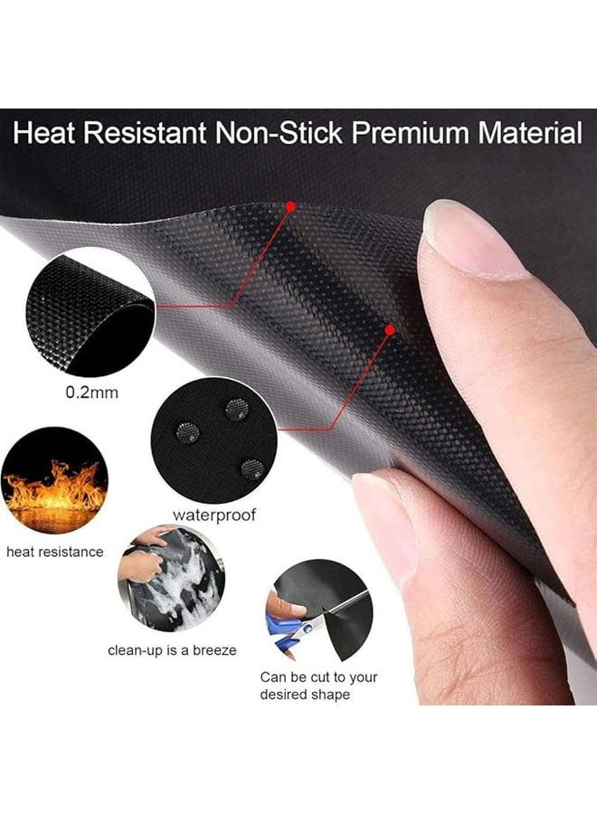 عربست حصيرة شواء، 5 حصائر شواء غير لاصقة قابلة لإعادة الاستخدام وشبكة خبز معتمدة من إدارة الغذاء والدواء الأمريكية للشواء الداخلي والخارجي تعمل على شواية كهربائية تعمل بالفحم والغاز مقاس 40 × 33 سم (أسود) - Image 4