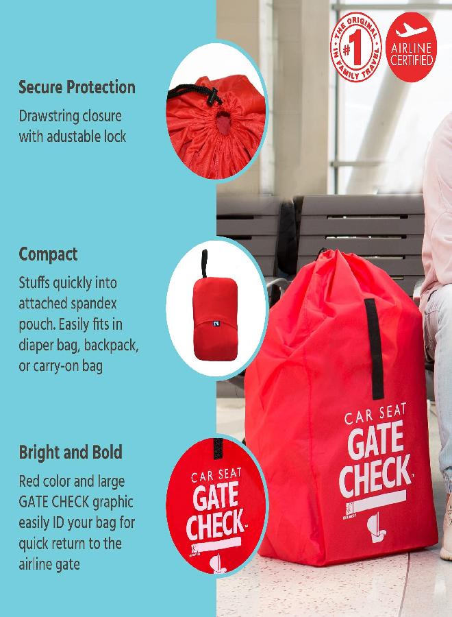 J.L. Childress J.L. Childress Gate Check Bag for Car Seats - Car Seat Travel Bag - Fits All Car Seats, Infant carriers & Booster Seats - Car Seat Bag for Air Travel - Red  - Image 2