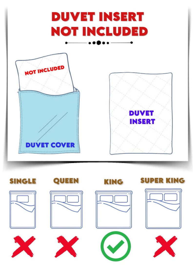 Blueberry 6 Pieces King Size Duvet Cover Set - Includes 1 Duvet Cover (220x240cm), 1 Fitted Sheet (180x200+30cm), 4 Pillow Cases - Image 3