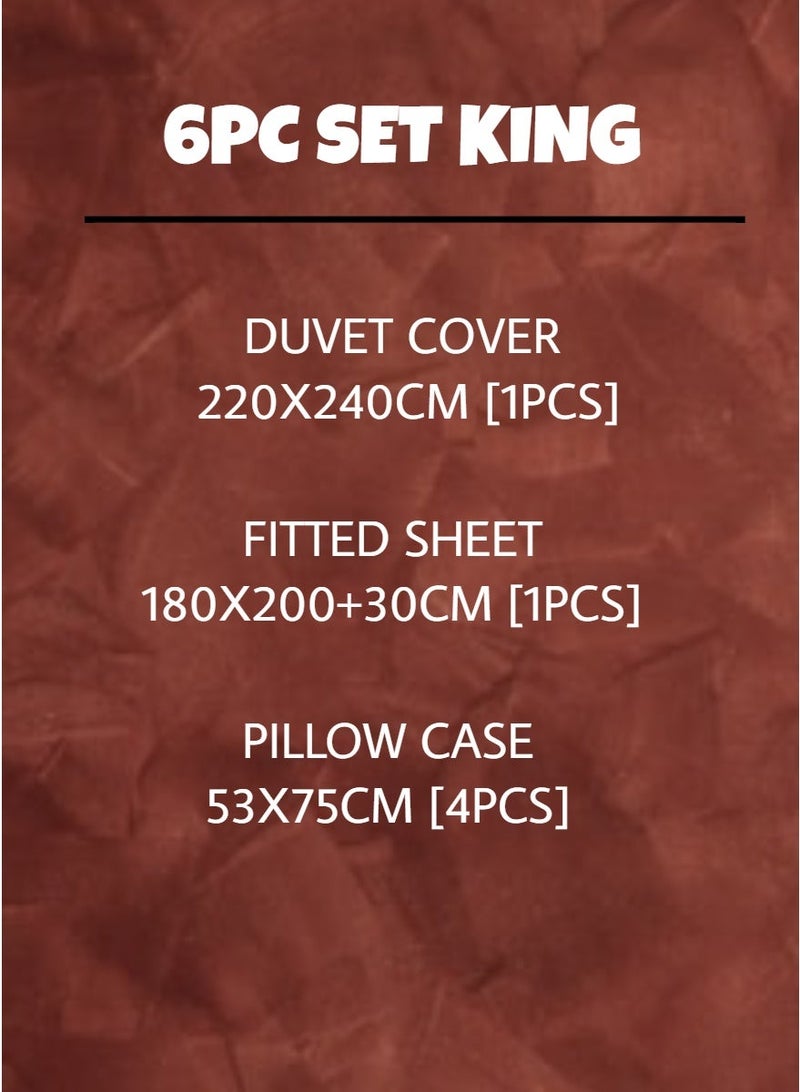 Blueberry 6 Pieces King Size Duvet Cover Set - Includes 1 Duvet Cover (220x240cm), 1 Fitted Sheet (180x200+30cm), 4 Pillow Cases - Image 2