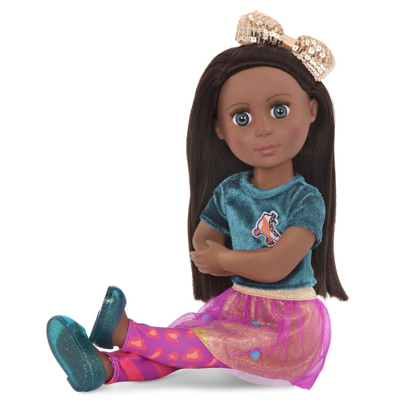 Glitter Girls â€“ 14-Inch Fashion Doll â€“ Black Hair & Green Eyes â€“ Shiny Top & Pom â€“ Pom Skirt â€“ Roller Skate Outfit & Medium â€“ Dark Skin Tone â€“ 3+ Yearsâ€“ Odessa - Image 3