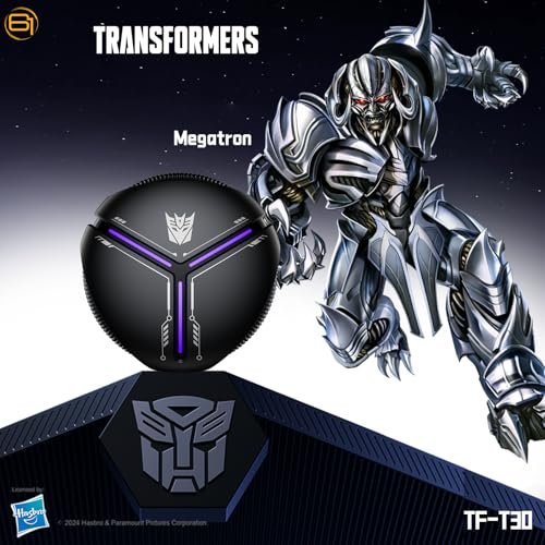 Transformers TFT30 Bluetooth TWS Wireless Earbuds with Energy Core Design Passive Noise Cancelling SemiinEar Cool HiFi HD Calling Music Game Modes Low Latency Sports Earphones Black Megatron - Image 3