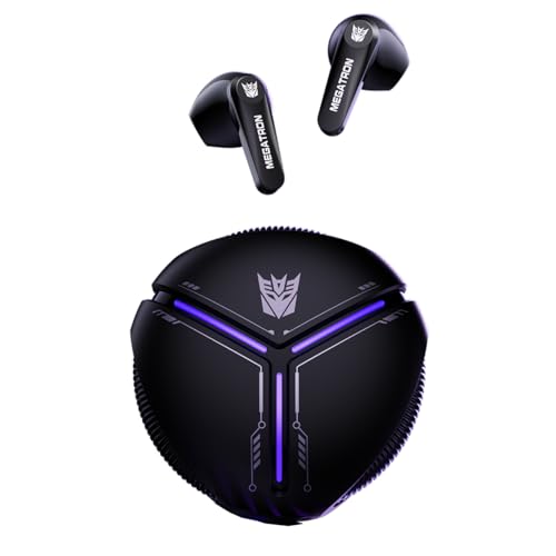 Transformers TFT30 Bluetooth TWS Wireless Earbuds with Energy Core Design Passive Noise Cancelling SemiinEar Cool HiFi HD Calling Music Game Modes Low Latency Sports Earphones Black Megatron - Image 1