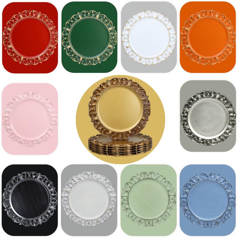 Leemxiiny Green Charger Plates Set of 6, Decorative Table Plastic Chargers for Dinner Plates, Party, Wedding, Thanksgiving, Christmas, FD2GR - Image 4